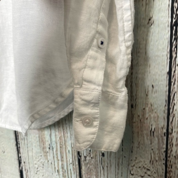 J. Crew White Casual Button-up Baird McNutt 100% Irish Linen Shirt 12p - Picture 6 of 6